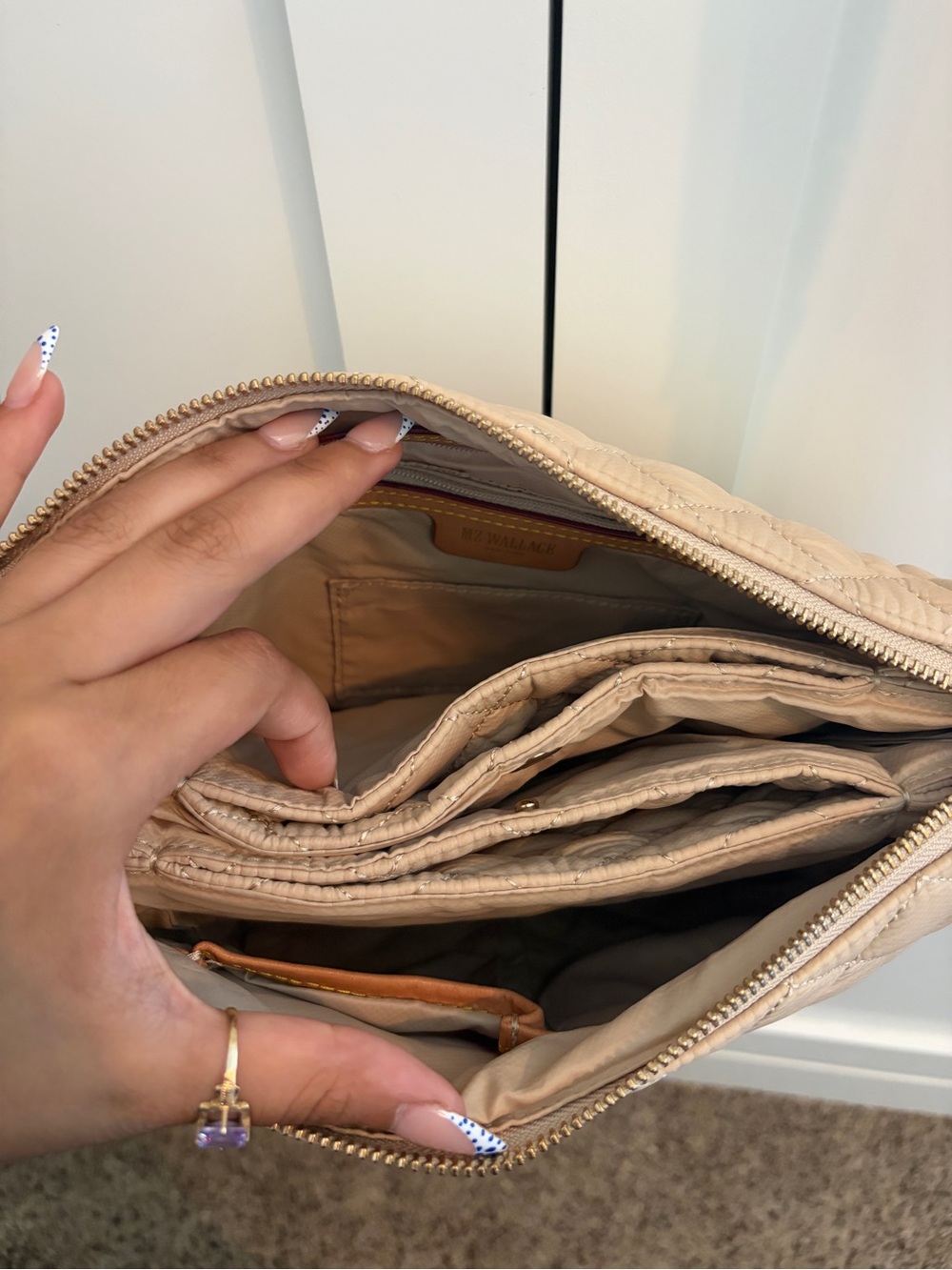 MZ Wallace Quilted Crossbody Bag in Beige - Picture 2 of 8